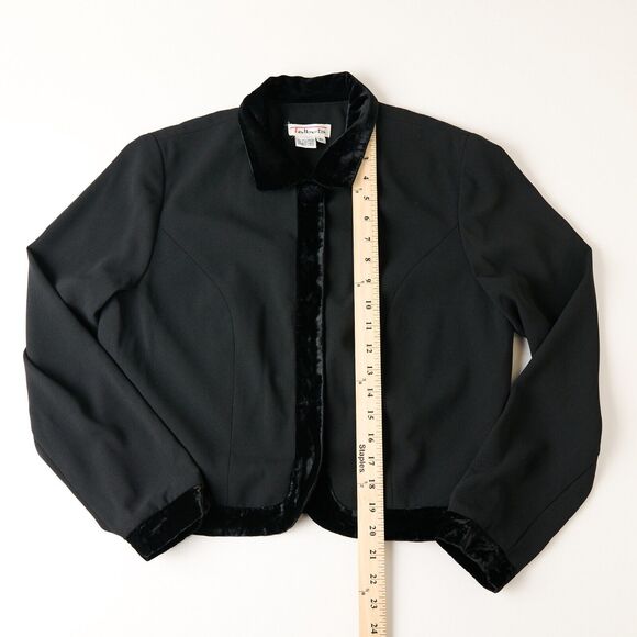 Vtg Talbots Blazer Jacket Womens 6 Black Velvet Trim Single Breasted Cropped 90s - Picture 4 of 9